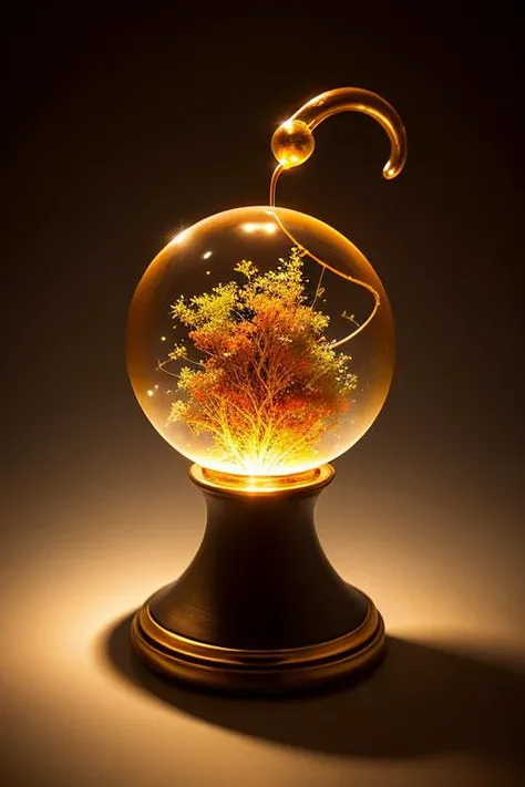 an concept art of alchemic element - Rutilated Quartz: A clear quartz gemstone with golden or coppery needle-like inclusions. As the magical light cascades over the scene, it accentuates the scene's enchantment, instilling a sense of awe and delight. Every detail sparkles with a touch of the extraordinary, while the background fades into an alluring blur, focusing our gaze solely on the captivating subject., on table, rim lights, digital art, focus on subject, duch angle, clsoe shot, closeup, focus on material and structure, masterpiece, ultrasharp, intricated details
