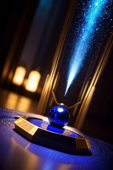 an concept art of alchemic element - Sodalite: A dark blue gemstone with white streaks, resembling a starry night sky. This scene, with its magical lighting and exquisite focus on intricate details, will leave viewers spellbound, transporting them to a world of enchantment and beauty, regardless of the object it embraces., on table, rim lights, digital art, focus on subject, duch angle, clsoe shot, closeup, focus on material and structure, masterpiece, ultrasharp, intricated details