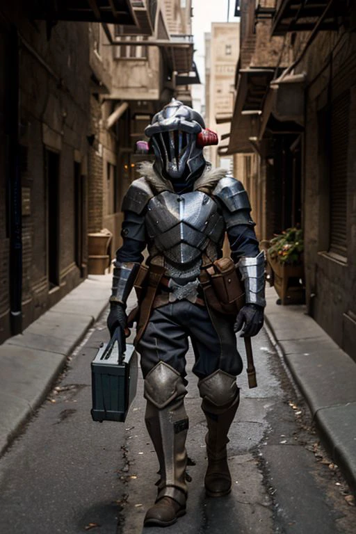 1 man, goblin slayer, alley
solo focus, high quality skin texture, detailed clothes, aesthetic composition, 8k
looking at the viewer