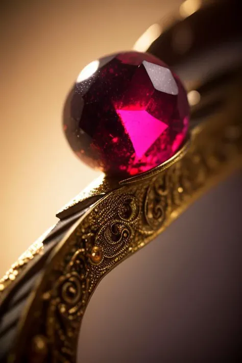 an concept art of alchemic element - Eudialyte: A gemstone with pink, red, and black hues, sometimes displaying a mottled appearance. This scene, with its magical lighting and exquisite focus on intricate details, will leave viewers spellbound, transporting them to a world of enchantment and beauty, regardless of the object it embraces., on table, rim lights, digital art, focus on subject, duch angle, clsoe shot, closeup, focus on material and structure, masterpiece, ultrasharp, intricated details
