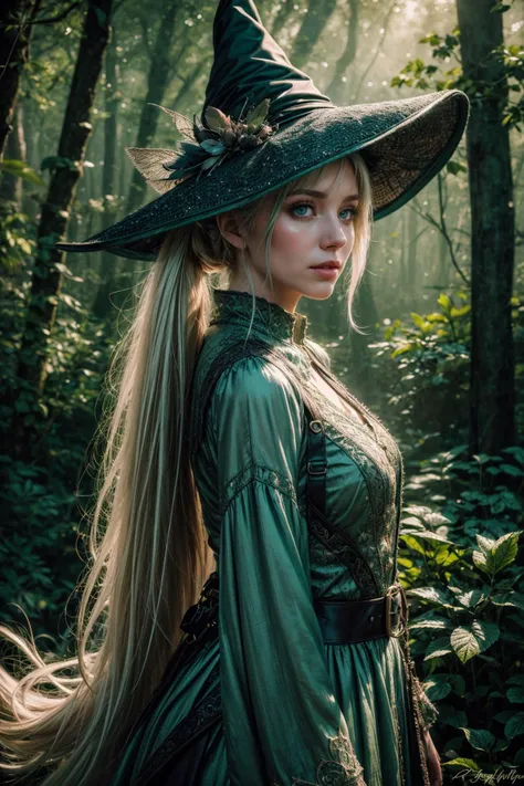 realistic style, 8k, exposure blend, medium shot, bokeh, (hdr:1.4), high contrast, (cinematic), (muted colors, dim colors, soothing tones:1.3), low saturation, (hyperdetailed:1.2), symetrical, octane render, 35mm, (intricate details:1.15), <lora:add_detail:0.8>, <lora:FujiVelvia50:0.4>,
1 girl, adult welsh woman, teal eyes, platinum blonde ponytail,
Style-GravityMagic, portrait, looking away, solo, (full body:0.6), detailed background, witch hat, witch, magical atmosphere, hair flowing in the wind, green trimmed light colored clothes, dynamic pose, colorful swirling magic spell in the air, dark magic, floating particles, rustic forest hut background, updraft, backlighting,