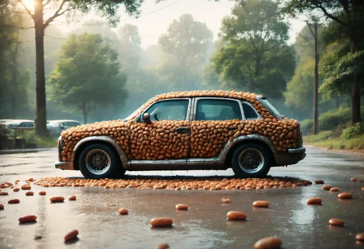 score_9, score_8_up, score_7_up, score_6_up, score_5_up, score_4_up, BREAK, RAW, medium shot, <lora:beans_v5:1>, reaslistic photo a car completely made out of beans, 4k, 8k, very sharp, very detailed, hyper realistic, natural lighting