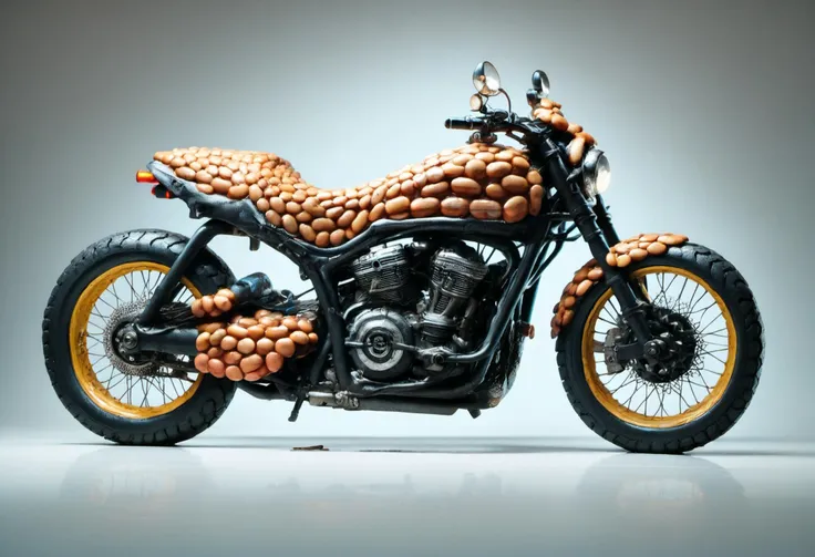 score_9, score_8_up, score_7_up, score_6_up, score_5_up, score_4_up, BREAK, RAW, dutch angle, <lora:beans_v5:1>, photo a motorcycle completely made out of beans, 4k, 8k, very sharp, very detailed, hyper realistic, natural lighting