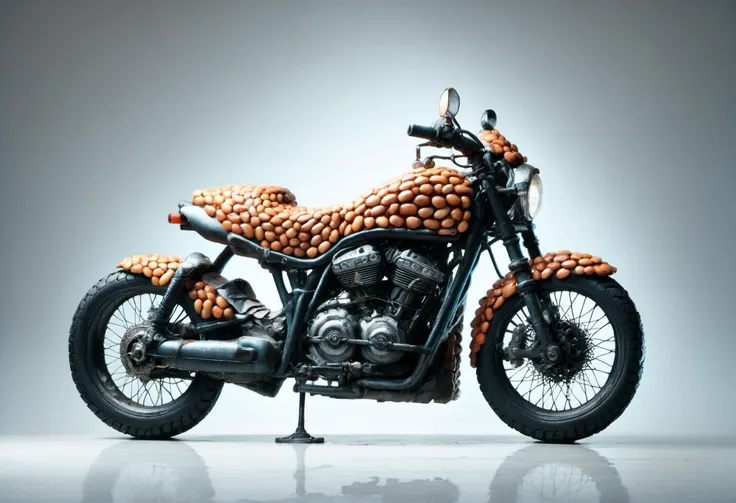 score_9, score_8_up, score_7_up, score_6_up, score_5_up, score_4_up, BREAK, RAW, dutch angle, <lora:beans_v5:1>, photo a motorcycle completely made out of beans, 4k, 8k, very sharp, very detailed, hyper realistic, natural lighting