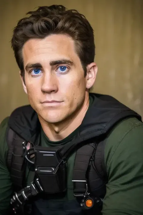 a man, 24 years old, 26 years old, in an adventure film, candid shot, amateur, upper body up, perfect face, clear eyes, raw, 8k, uhd, cinematic lighting, a dark night, looking at camera, <lora:jakeGyllenhall:1>