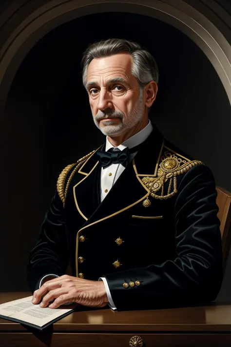 Masterpiece, best quality, hi res, 8k, hi res, 8k,  award winning , (sharp focus, intricate, highly detailed) <lora:drowninginexcellence:1> excellence, painting of a mayor of a small town