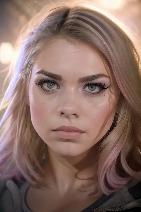 <lora:Rose_Tyler_Doctor_Who:.9>, rose_tyler, smooth skin, eyeliner, face makeup, absurd res, very high quality, (best quality:1.2), (masterpiece:1.2), amazing quality, (high resolution:1.2), 8k, hdr, cinematic lighting, volumetric lighting, bloom, detailed shadows, ray tracing, detailed hair, detailed eyes, well known artist