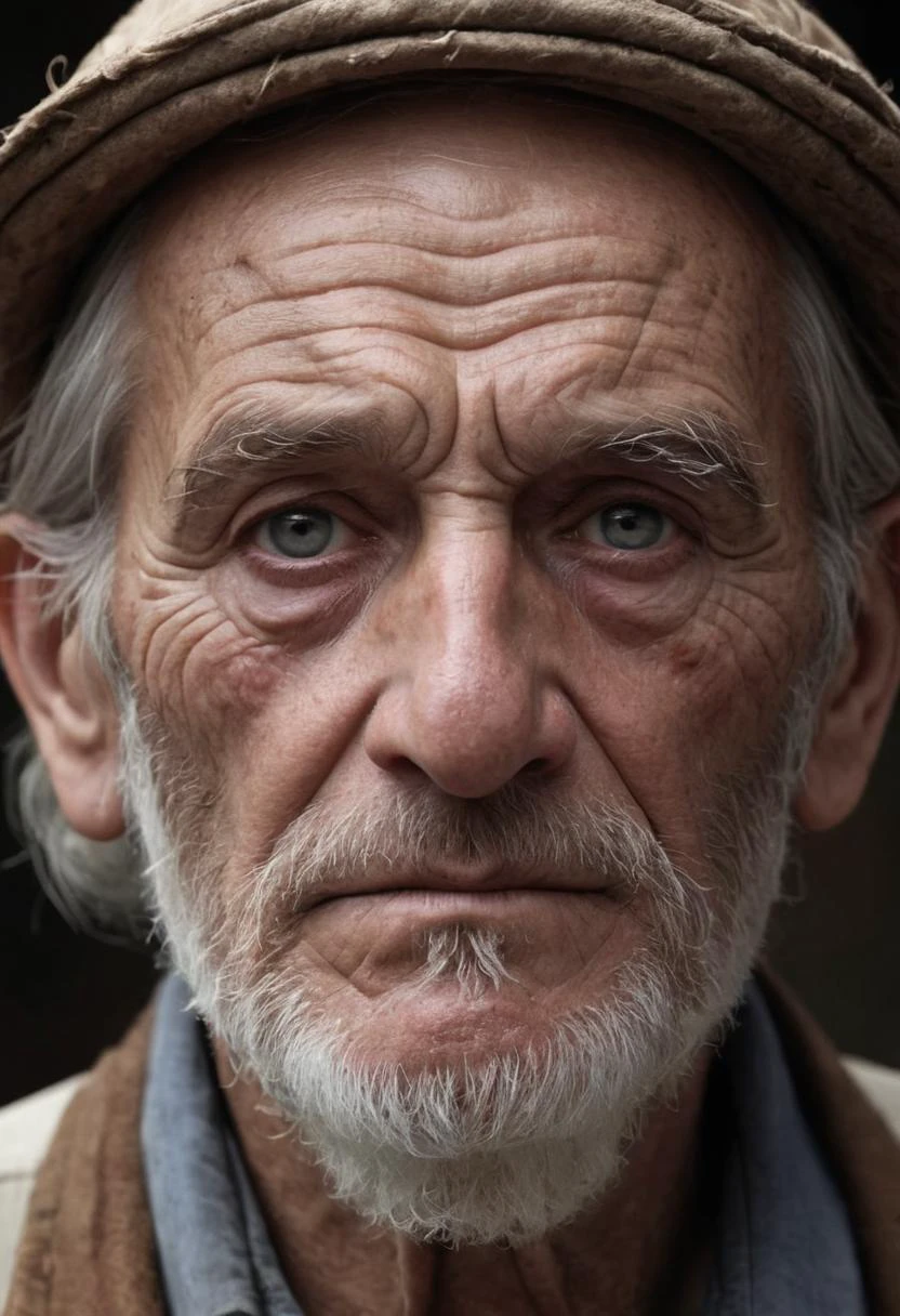 face shot, old fisher man, RAW Photo, masterpiece, absurdres, sharp focus, intricate details, realistic skin, pores, wrinkles