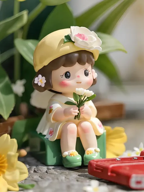 blindbox, 1girl, solo, sitting, flower, blurry background, blush stickers, holding flower, shoes,
<lora:cute_blindbox_v1:0.7>