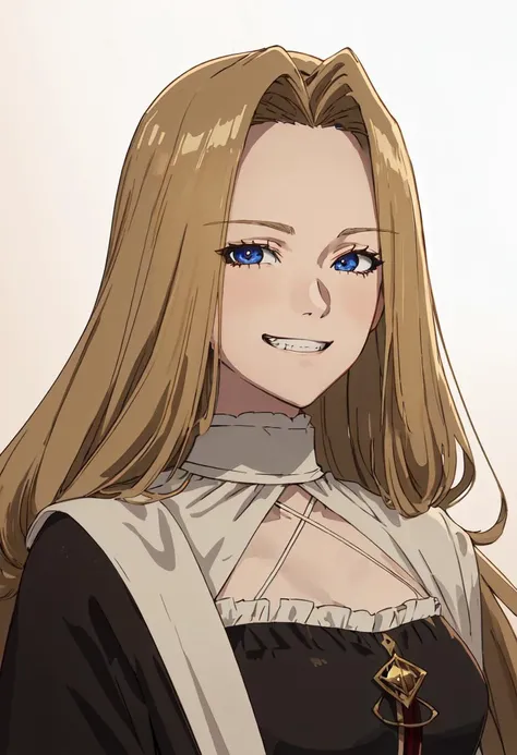 best quality, masterpiece, highres, solo, (methode_sousounofrieren:1.10), evil grin, evil smile, grin, portrait, looking at viewer, anime_style, 30 <lora:methode_sousounofrieren:0.80>