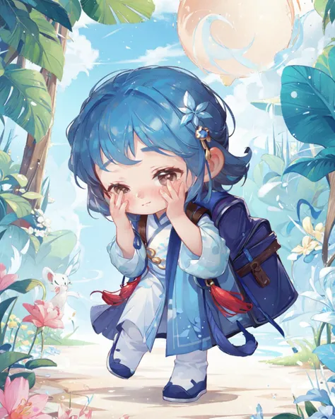 1girl,solo,chinese clothes,chibi,
full body,<lora:飿 ¼Qçå¤é£:0.8>,
<lora:å¨ä½é®ä½è¸çå§¿å¿:1>, covering face, ull-face blush, peeking through fingers,