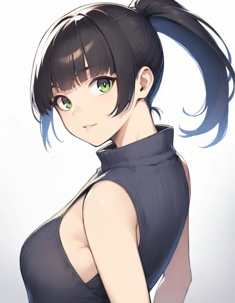 looking at viewer, ponytail