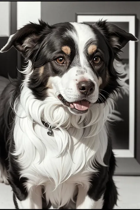 You could see from the black and white border collie's look that he understood everything, photography in soft light