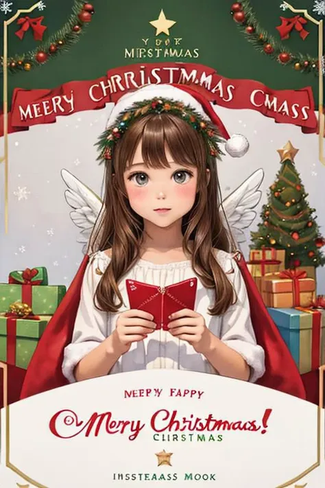 masterpiece,best quality,(An illustration:1.6),Watercolor,(design card:1.1),picture book illustration,((general british christmas card design)),christmas,angel,cute angel,(flat:1.3),<lora:flat2:1.6>,(("Merry Christmas")),