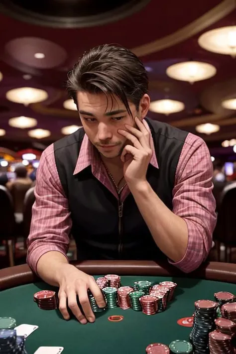 a photo of some dude playing poker in las vegas casino