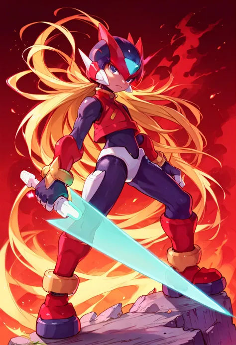 (score_9:0.9),score_8_up,score_7_up,anime style,rating_safe,1boy,holding weapon,looking at viewer,Zero (Rockman Zero),serious,<lora:Zero(Rockman Zero) ponyXL v1:0.8>,full body,holding sword,standing, energy sword,