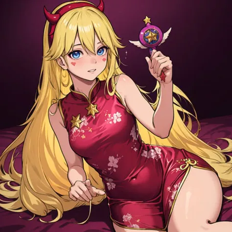 masterpiece, best quality,1girl,star butterfly,chinese dress,<lora:LR-star butterfly:0.7>