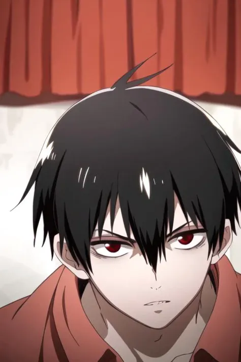 masterpiece, best quality, , 1boy, solo, male focus, looking at viewer, , depth of field, , realistic, <lora:staz_charlie_blood:0.72>, staz_charlie_blood, black hair, red eyes,
