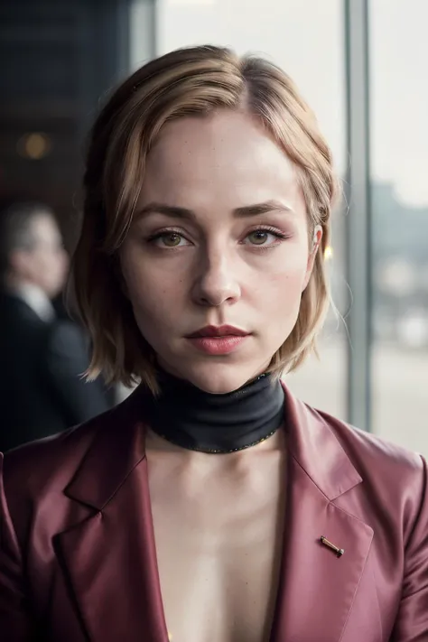 A stunning intricate full color portrait of sarahGold1, dressed as female business ceo, red lipstick, epic character composition, by ilya kuvshinov, alessio albi, nina masic, sharp focus, natural lighting, subsurface scattering, f2, 35mm