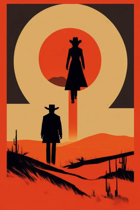<lora:Olly Moss Style:1>Olly Moss Style - simple deconstructed 60s western film dark music album style Saul Bass