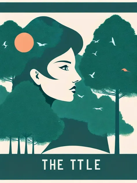 <lora:OllyMoss:1>a woman's profile with trees and birds in her hair and the words the hilittle hilittles on it by Olly Moss