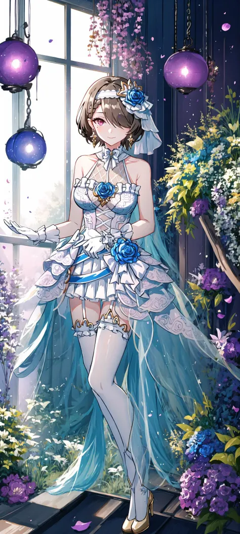 ((masterpiece:1.4,best quality)),(Super detailed),(Extremely detailed eyes),(Shiny socks:1.5),Hello Darkness
(Cute girls),15 years old,(Blood-red pupils,Diamond-shaped pupil:1.15),Purple Eyeshadow,(elongated hair,Thick hair,Single ponytail,shiny hair:1.5)(Changes through:1.2),despair,sad,Empty eyes,tears streaming down my face,tilting its head to the side,
(She wore a blue dress,:1.5),(Black gloves:1.4)Very long plush sleeves,White,White Cloud,Dream bubbles ,Ice and glitter effects
(Black long skirt:1.1),
((Starry Sky:1.2)),
(Intense black and white:1.16),(Depth of Field:1.4),,Intricate details,(((Detailed background,Castle in the Sky,Purple flowers by the lake))),(((Huge breasts,Bare breasts,Deep cleavage,White stiletto high heels,Transparent clothes)))