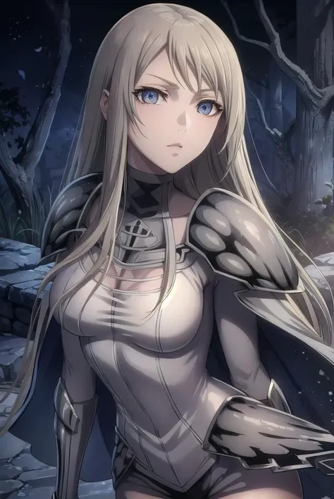 claymoregalatea, <lora:claymore galatea-lora-nochekaiser:1>,
galatea, long hair, blonde hair, very long hair, (grey eyes:1.5),
BREAK boots, cape, armor, knee boots, grey skin,
BREAK outdoors,
BREAK looking at viewer, (cowboy shot:1.5),
BREAK <lyco:GoodHands-beta2:1>, (masterpiece:1.2), best quality, high resolution, unity 8k wallpaper, (illustration:0.8), (beautiful detailed eyes:1.6), extremely detailed face, perfect lighting, extremely detailed CG, (perfect hands, perfect anatomy),