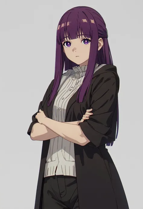 (safe:1.10), best quality, masterpiece, highres, solo, (fern_sousounofrieren:1.10), crossed arms, cowboy shot, looking at viewer, anime_style, 37 <lora:fern_sousounofrieren:0.80>