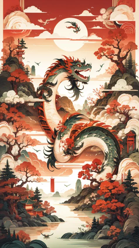 (chinese dragon:1.2),1dragon,<lora:hua_20230901161601:0.9>,chinese ink painting style,chinese cheongsam