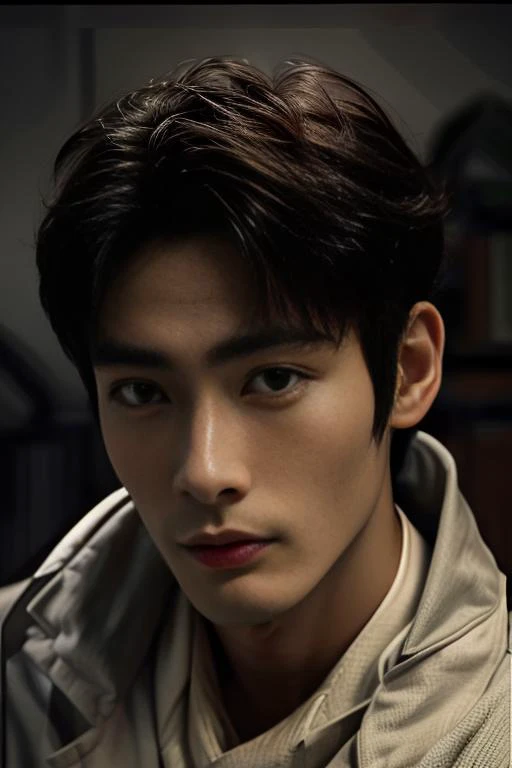 ((masterpiece)),((bestquality)),8k,high detailed,ultra-detailed,photography,award winning,documentary,Original Photo,realistic,(EOS R8,50mm,F1.2,8K,RAW photo:1.2),1boy,<lora:Hsu Wen-Tao:0.8>,black eyes,glint,Textured Menâs Haircut,solo male,slim Asian boy,male focus,solo,handsome face,real skin texture,well-proportioned hands,think eyebrow,portrait,<lora:add_detail:0.75>,<lora:muscle_slider_v1:-0.35>,<lora:weight_slider_v2:-0.35>,Happy Birthday,cinematic lighting,Soft illuminaotion,