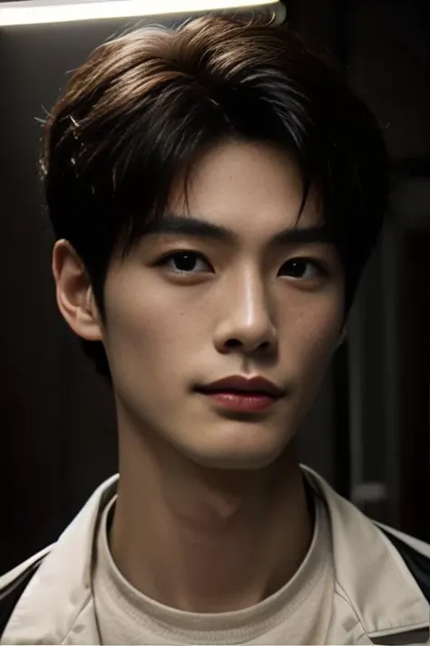 ((masterpiece)),((bestquality)),8k,high detailed,ultra-detailed,photography,award winning,documentary,Original Photo,realistic,(EOS R8,50mm,F1.2,8K,RAW photo:1.2),1boy,<lora:Hsu Wen-Tao:0.8>,black eyes,glint,Textured Menâs Haircut,solo male,slim Asian boy,male focus,solo,handsome face,real skin texture,well-proportioned hands,think eyebrow,portrait,<lora:add_detail:0.75>,<lora:muscle_slider_v1:-0.35>,<lora:weight_slider_v2:-0.35>,Smirk,cinematic lighting,Soft illuminaotion,