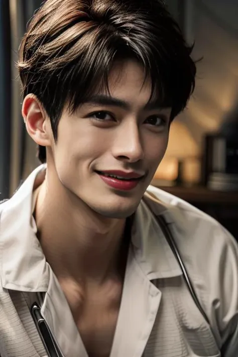 ((masterpiece)),((bestquality)),8k,high detailed,ultra-detailed,photography,award winning,documentary,Original Photo,realistic,(EOS R8,50mm,F1.2,8K,RAW photo:1.2),1boy,<lora:Hsu Wen-Tao:0.8>,black eyes,glint,Textured Menâs Haircut,solo male,slim Asian boy,male focus,solo,handsome face,real skin texture,well-proportioned hands,think eyebrow,portrait,<lora:add_detail:0.75>,<lora:muscle_slider_v1:-0.35>,<lora:weight_slider_v2:-0.35>,Grin,cinematic lighting,Soft illuminaotion,