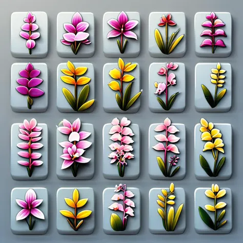 <lora:artfullyTILES_SDXL_V1:0.9>,orchid,icon collection of orchids arranged in a grid,