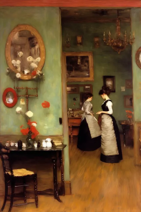 <lora:William Merritt Chase Style:1>William Merritt Chase Style - view of life in the interior