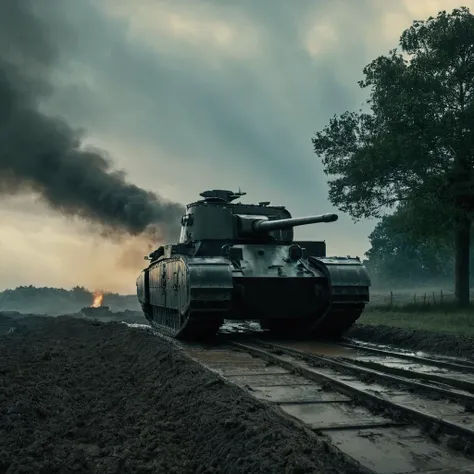 UHD, 4k, ultra detailed, cinematic, a photograph of  <lora:Battlefield ww1 style:1>
a mk1 mark 1 tank sitting on top of a dirt field battlefield ww1 style,outdoors,sky,day,cloud,tree,military,no humans,grass,ground vehicle,nature,motor vehicle,forest,military vehicle,tank,vehicle focus,caterpillar tracks , war, war zone, battle, warrior, soldier, dark themed, cinematic, film look, world war 1, first world war, ww1, military, dramatic light, epic, beautiful lighting, inpsiring