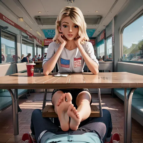 Style:
(score_9, score_8_up, score_7_up, score_6_up:1.5), (source_comic book),
(POV), sitting on a dining bench at a table,,
closeup-view (under the table, Gwen Stacy extended legs, feet on lap:1.2), (anatomically correct feet), foot focus, soles, pedicure,,
(high detailed background) , inside a busy American diner, (public, random people),
<lora:princess_xl_v2:0.65> <lora:Gwen_Stacy:1>
<lora:add-detail-xl:0.7>
<lora:PONYXL_WaifuFeetPics_ownwaifu:0.65>
<lora:LineArt Mono Style LoRA_Pony XL v6:0.75>