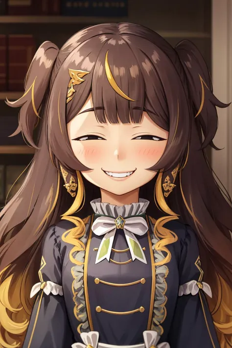 best quality, intricate details, surprised,
1girl <lora:anyaMelfissaHololive_v1:0.8> anya melfissa, very long hair, hair ornament, black dress, <lora:LottaLewdAnyaFace:0.8> anyahehface, huge shit-eating grin, wicked smug, half closed eyes