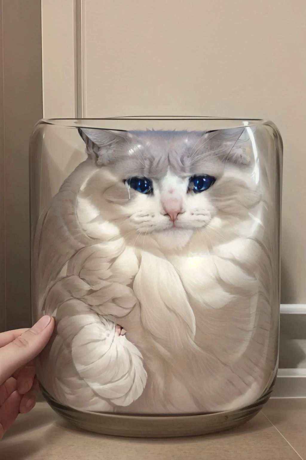 best quality, intricate details,
<lora:SadCatMeme_V10:0.8> sadcatmeme, cat, crying, tears, <lora:catsAreLiquid_v10:0.8> cat,water,