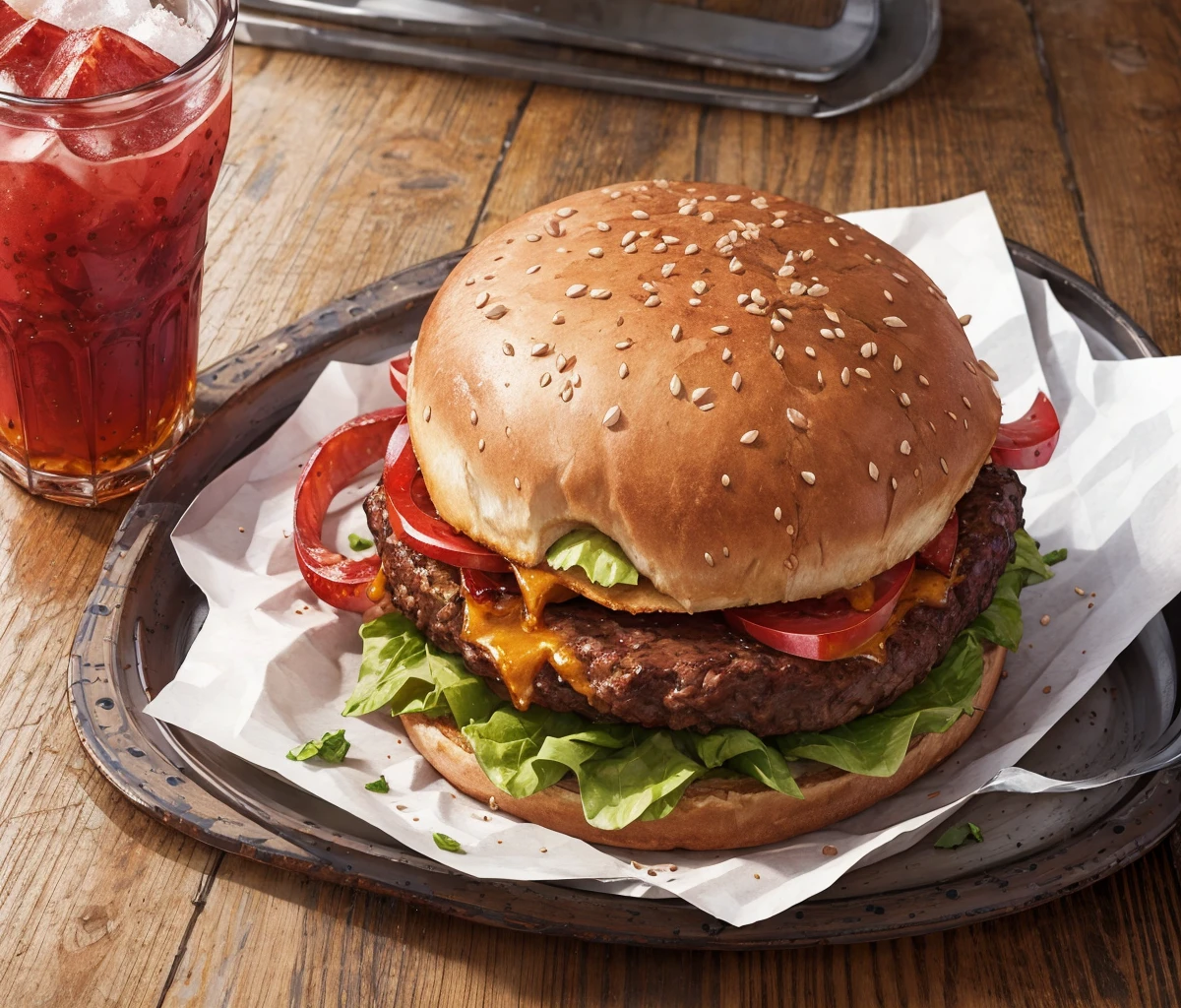 hamburger, fries, glass of soda, ketchup, salt BREAK
((masterpiece:1.2, best quality)), 4k, high quality, solo BREAK
to8contrast style, <lora:theovercomer8sContrastFix_sd15:0.8>
