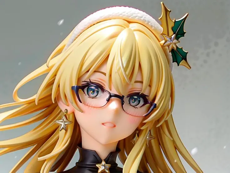 (highest-quality, masterpiece:1.2), blonde girl wearing glasses Jewelry crystals of christmas and snow (wallpaper) <lora:beautifulDetailedEyes_v10:1>