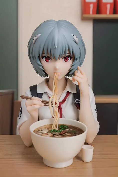 <lora:AyanamiReiV6:.7>rei ayanami , school uniform, eating ramen <lora:ramen_v1.4:.8>