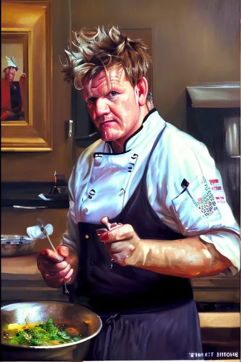 oil painting of gordon ramsay a chef cooking <lora:bouguereau-01:0.75>