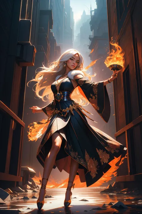 m3lina_n0texist, (stylized by Tim Hildebrandt:0.9) , masterwork Mixed media of a concept art, CGI Art Distinguished ("The dance of fire and ice, a delicate balance, showcasing the resilience of nature and the human spirit.":1.3) , fairy tale, from inside of a Moist Boreal Forest, dense hillside and pond, at Blue hour, FOV 90 degrees, Masterpiece, Horror, Graffiti Street Art, natural lighting, 800mm lens, Dark hue, opulent, Floral motives, professional, hyperdetailed, upper class, gritty, expressive