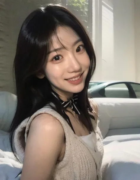 head photo,1 girl,black hair,hair bow,black vest,(features),(smlie:0.6),<lora:korean_model_V3:0.8>,
(EOS R8,50mm,F1.2,8K,RAW photo:1.2),close-up of the head,
<lora:InstantPhotoX3:0.6>
