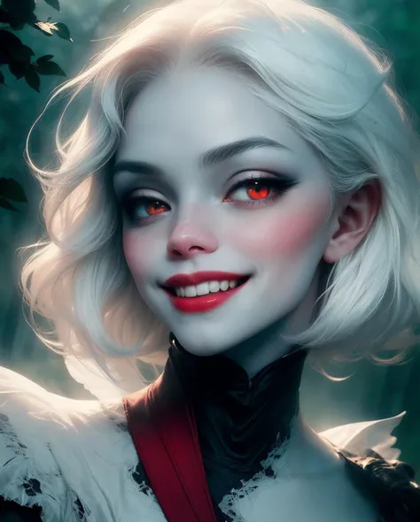 speedpainting speedpainting Speedpainting, (Dark Fantasy Aesthetic:1.2), (Glamour:1.3) photo of a 20yo, (strikingly beautiful:1.2) vivacious, enigmatic, ethereal, (albino:1.3) (nymph:1.3), (albinism:1.4), Robust Square Face with a Defined Jawline and Firm Chin, Sleek, Straight Eyebrows, Deep-Set Close-Set Eyes, Defined Roman Nose, Refined Thin Lips, windswept (Thick) (stylish Medium white hair:1.3) (Red eyes:1.3), (looking at viewer), ( Cheeky Smile:1.3), (mischievous Expression:1.2), (hourglass figure:1.2), (large soft breasts:1.1), (natural breasts), (cleavage:1.1), (Ashen skin:1.3), (flawless skin:1.3), (shiny skin), diaphanous white dress, Dense Woodland, (foggy:1.4), (bathed in thick fog:1.4), (half-obscured:1.3), (Close up:1.2), from above), (dynamic composition:1.2), (shallow depth of field:1.2), (dappled sunlight:1.2), vibrant, saturation, Shot using a (Canon AE-1 Camera:1.3), using a (50mm f/1.4 lens:1.3), on (Fuji Velvia film:1.3), in the style of (Garry Winogrand:1.3) (Rule of thirds:1.1) <lora:more_details:0.4> <lora:epiNoiseoffset_v2:0.5>