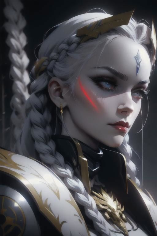 A woman with white hair and a crown on her head - SeaArt AI