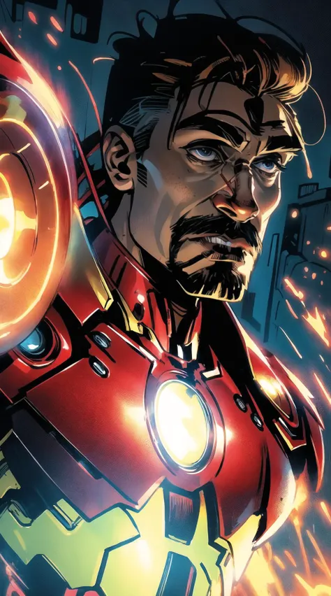 cartoon of iron man, HDR lighting, dramatic lighting, <lora:cartoonerv2:1>