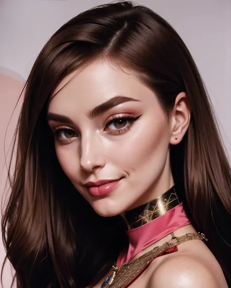 speedpainting (Glamour:1.3) Photo of (Turkish: 1.2) TV Reporter, very long rich (Rich Medium Brown Hair) Stylish haircut, (Olive skin tone, smooth complexion:0.9), Broad Square Face with a Robust Jawline and Chiseled Chin, Gentle Curve Eyebrows, Prominent Close-Set Eyes, Lime Green Eyes, Delicate Snub Nose, Pouty Full Lips, Sunny Grin , (Hourglass figure:1.2), large breasts, cleavage, A vibrant pink and green floral print halter dress made from breezy chiffon, with a halter neck, a cinched waist, and a full, flowing skirt, embodying the essence of a playful summer day,, (Cowboy shot:1.3), lounging in Boudoir, Shot using a (Hasselblad 500C Camera:1.3), using an (80mm f/2.8 lens:1.3), on (Kodak Ektachrome film:1.3), in the style of (Dorothea Lange:1.3)