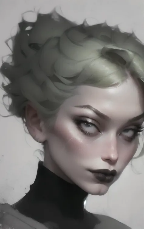 speedpainting, inbox\(ttp\), a ((Medium Long Shot of 1girl of 26yo (Sille A. Villadsen:1.3))) (that's sigh) , ((look away from the camera)), space as background