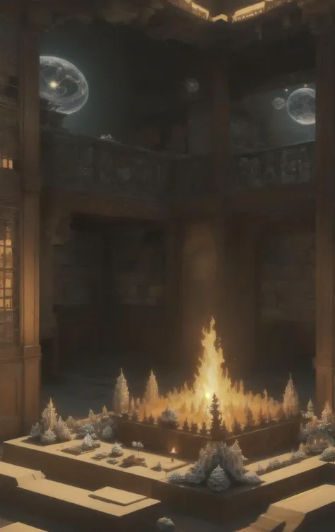 speedpainting, (masterpiece:1.1), ((sharp focus)), Celestial Library of Astronomical Lore, Polycarbonate Panels,Lapis Lazuli, Bonfires, Cove Lighting in ((isometric style)) at morning, (extremely intricate fractal mandelbulb:1.3), dramatic, award winning